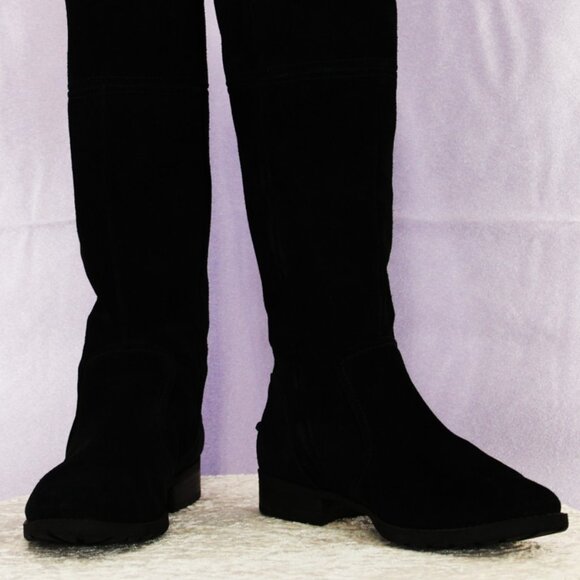 Step out in timeless comfort and style with these UGG black suede knee-high boot - Picture 1 of 7